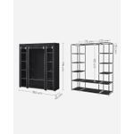 Casa si Gradina - Mobilier - Dulapuri si sifoniere - Dulapuri - Garderoba din material textil, dulap portabil, cu rafturi si sina de agatat, 150x45x175cm, negru - Infinity.ro