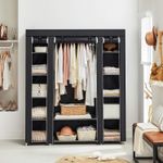 Casa si Gradina - Mobilier - Dulapuri si sifoniere - Dulapuri - Garderoba din material textil, dulap portabil, cu rafturi si sina de agatat, 150x45x175cm, negru - Infinity.ro