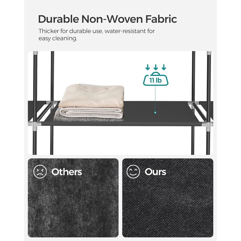 Casa si Gradina - Mobilier - Dulapuri si sifoniere - Dulapuri - Garderoba din material textil, dulap portabil, cu rafturi si sina de agatat, 150x45x175cm, negru - Infinity.ro