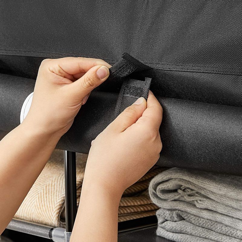 Casa si Gradina - Mobilier - Dulapuri si sifoniere - Dulapuri - Garderoba din material textil, dulap portabil, cu rafturi si sina de agatat, 150x45x175cm, negru - Infinity.ro