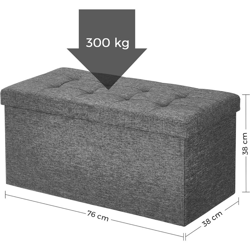 Casa si Gradina - Mobilier - Scaune si fotolii - Tabureti - Taburet pliabil cu sezut moale, spatiu de depozitare 80litri, maxim 300kg, 76x38x38cm, gri - Infinity.ro