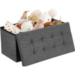 Casa si Gradina - Mobilier - Scaune si fotolii - Tabureti - Taburet pliabil cu sezut moale, spatiu de depozitare 80litri, maxim 300kg, 76x38x38cm, gri - Infinity.ro