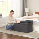 Casa si Gradina - Mobilier - Scaune si fotolii - Tabureti - Taburet pliabil cu sezut moale, spatiu de depozitare 80litri, maxim 300kg, 76x38x38cm, gri - Infinity.ro