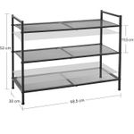 Casa si Gradina - Mobilier - Dulapuri si sifoniere - Dulapuri pantofi - Etajera pantofi 3 niveluri, metalica, suprapozabila, 68x30x53 cm, negru - Infinity.ro