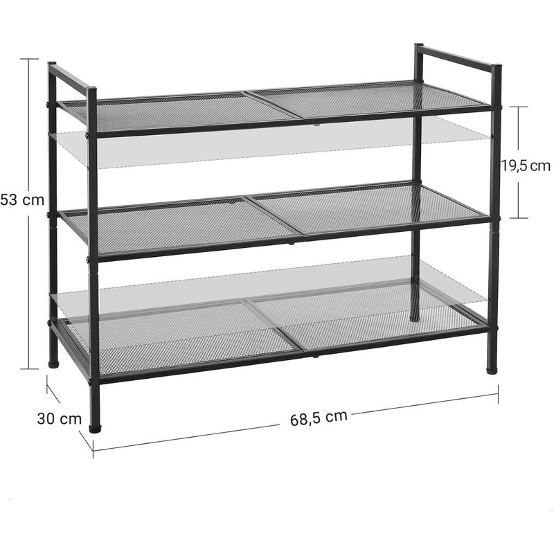 Casa si Gradina - Mobilier - Dulapuri si sifoniere - Dulapuri pantofi - Etajera pantofi 3 niveluri, metalica, suprapozabila, 68x30x53 cm, negru - Infinity.ro
