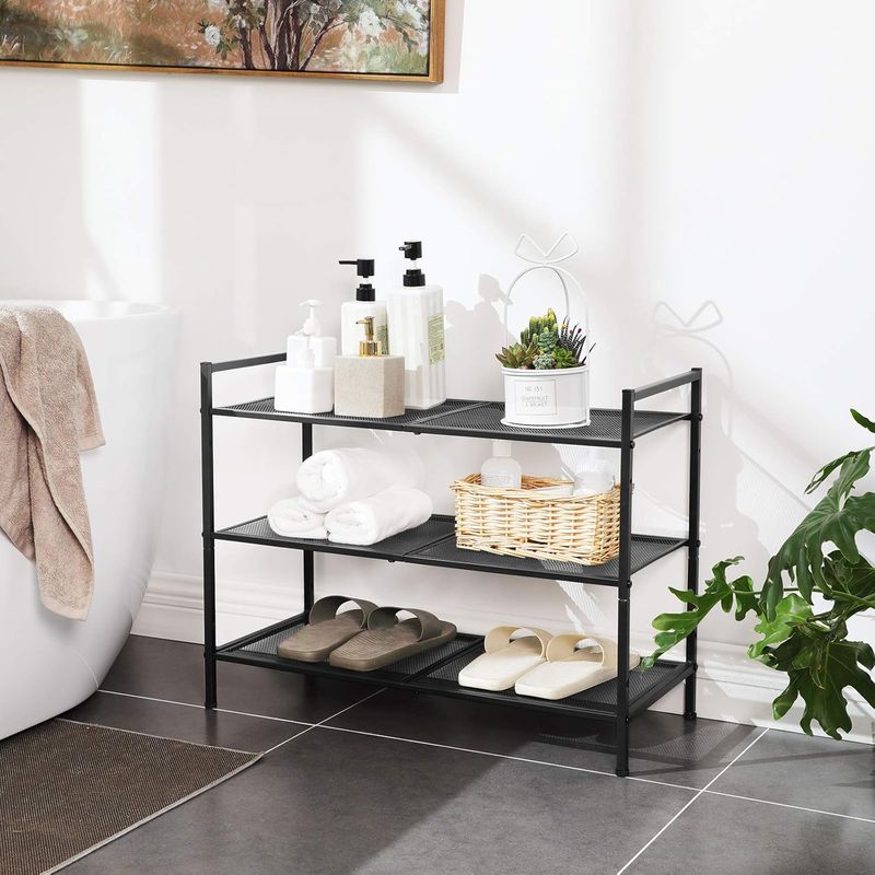 Casa si Gradina - Mobilier - Dulapuri si sifoniere - Dulapuri pantofi - Etajera pantofi 3 niveluri, metalica, suprapozabila, 68x30x53 cm, negru - Infinity.ro