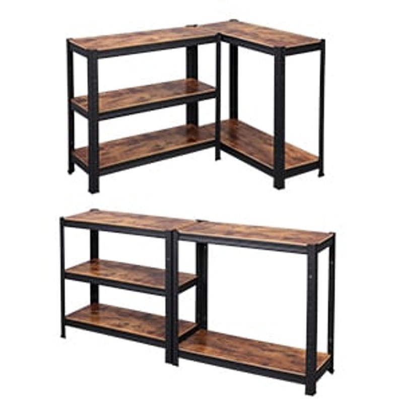 Casa si Gradina - Mobilier - Biblioteci si rafturi - Biblioteci - Raft cadru metalic modular pentru depozitare, 5 polite, 150x75x30cm, sarcina 650 kg, maro rustic - Infinity.ro