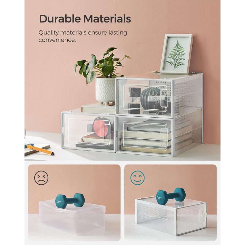 Casa si Gradina - Mobilier - Organizare si depozitare - Cutii depozitare - Cutii de pantofi, set de 12 organizatoare stivuibile, structura rezistenta ABS, 34x23x14 cm, transparent - Infinity.ro