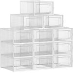 Casa si Gradina - Mobilier - Organizare si depozitare - Cutii depozitare - Cutii de pantofi, set de 12 organizatoare stivuibile, structura rezistenta ABS, 34x23x14 cm, transparent - Infinity.ro