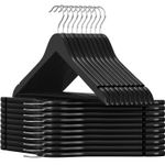 Casa si Gradina - Mobilier - Organizare si depozitare - Umerase si valeti - Umerase haine 45x23 cm, set 20 buc, lemn masiv cu bara pentru pantaloni si carlig rotativ, negru - Infinity.ro