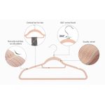 Casa si Gradina - Mobilier - Organizare si depozitare - Umerase si valeti - Set de 50 de umerase pentru haine, anti-alunecare cu catifea, bara de cravata si carlig pivotant, 43,5 cm, roz deschis - Infinity.ro