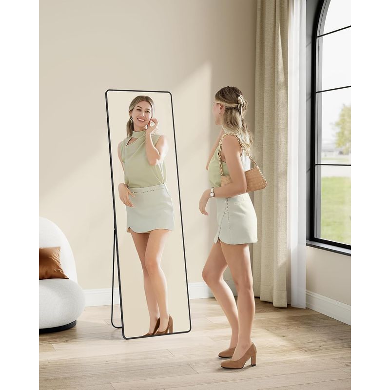 Casa si Gradina - Decoratiuni - Oglinzi - Oglinda podea 160x50 cm, sticla securizata, cadru aluminiu, negru - Infinity.ro