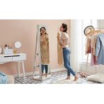 Casa si Gradina - Mobilier - Comode si corpuri - Masute de toaleta - Oglinda de podea cu suport rotativ la 360A°, cu spatiu de depozitare, 55x55x162 cm, alb cenusiu - Infinity.ro