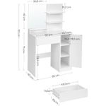 Casa si Gradina - Mobilier - Comode si corpuri - Masute de toaleta - Masuta de toaleta cu oglinda, dulap si sertar pentru cosmetice, 80x40x132cm, alb - Infinity.ro