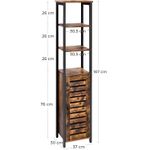 Casa si Gradina - Mobilier - Comode si corpuri - Comode - Dulap de depozitare in stil turn, 5 rafturi, compartiment cu usa, 37x30x167cm, maro rustic - Infinity.ro