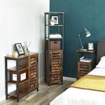 Casa si Gradina - Mobilier - Comode si corpuri - Comode - Dulap de depozitare in stil turn, 5 rafturi, compartiment cu usa, 37x30x167cm, maro rustic - Infinity.ro