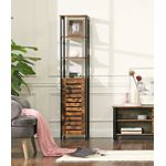 Casa si Gradina - Mobilier - Comode si corpuri - Comode - Dulap de depozitare in stil turn, 5 rafturi, compartiment cu usa, 37x30x167cm, maro rustic - Infinity.ro