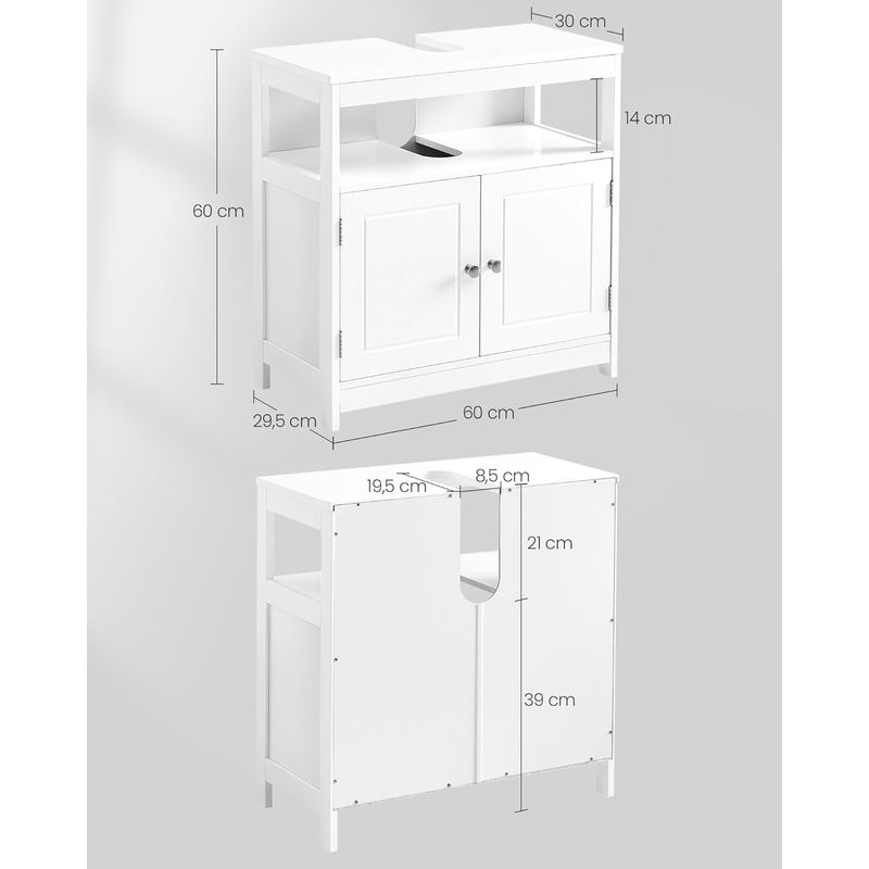 Casa si Gradina - Mobilier - Mobilier baie - Corpuri baie - Dulap baie 60x30x60 cm, 2 usi, compartiment deschis, stil scandinav, alb mat - Infinity.ro