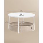 Casa si Gradina - Mobilier - Mese si birouri - Masute de cafea - Masuta de cafea rotunda cu cos de stofa, stil modern, 45x75cm, alb cu bej - Infinity.ro