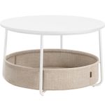 Casa si Gradina - Mobilier - Mese si birouri - Masute de cafea - Masuta de cafea rotunda cu cos de stofa, stil modern, 45x75cm, alb cu bej - Infinity.ro
