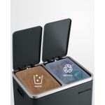 Casa si Gradina - Mobilier - Organizare si depozitare - Cosuri de gunoi - Cos de gunoi din inox cu 2 compartimente colectare selectiva, cu galeti interioare, 2x15litri, gri - Infinity.ro