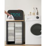 Market - Spalare si intretinere rufe - Uscatoare de rufe si accesorii - Cos de rufe textil, pliabil, cu 2 compartimente detasabile, 130L, 52x39x71 cm, negru - Infinity.ro