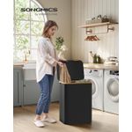 Market - Spalare si intretinere rufe - Uscatoare de rufe si accesorii - Cos de rufe textil, pliabil, cu 2 compartimente detasabile, 130L, 52x39x71 cm, negru - Infinity.ro