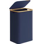 Market - Spalare si intretinere rufe - Uscatoare de rufe si accesorii - Cos de rufe textil, pliabil, compartiment detasabil, 90L, 42x32x71 cm, albastru - Infinity.ro