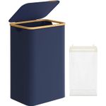 Market - Spalare si intretinere rufe - Uscatoare de rufe si accesorii - Cos de rufe textil, pliabil, compartiment detasabil, 90L, 42x32x71 cm, albastru - Infinity.ro