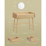 Casa si Gradina - Mobilier - Comode si corpuri - Masute de toaleta - Masuta de toaleta cu oglinda iluminata LED, 3 sertare aspect ratan, stil boho, MDF si lemn, 88x43x82 cm, bej - Infinity.ro
