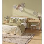 Casa si Gradina - Mobilier - Comode si corpuri - Masute de toaleta - Masuta de toaleta cu oglinda iluminata LED, 3 sertare aspect ratan, stil boho, MDF si lemn, 88x43x82 cm, bej - Infinity.ro