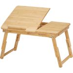 Casa si Gradina - Mobilier - Comode si corpuri - Noptiere - Masuta laptop sau mic dejun, din bambus, reglabila pe inaltime si unghi, cu sertar lateral, 68x35x22-32 cm, natural - Infinity.ro