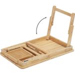 Casa si Gradina - Mobilier - Comode si corpuri - Noptiere - Masuta laptop sau mic dejun, din bambus, reglabila pe inaltime si unghi, cu sertar lateral, 68x35x22-32 cm, natural - Infinity.ro