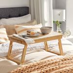Casa si Gradina - Mobilier - Comode si corpuri - Noptiere - Masuta laptop sau mic dejun, din bambus, reglabila pe inaltime si unghi, cu sertar lateral, 68x35x22-32 cm, natural - Infinity.ro