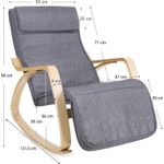 Casa si Gradina - Mobilier - Scaune si fotolii - Scaune - Scaun balansoar din lemn, suport picioare reglabil, maxim 150kg, 55x122x84cm, gri inchis - Infinity.ro