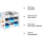 Casa si Gradina - Mobilier - Mobilier copii - Mobilier camera copiilor - Raft de depozitare jucarii, 9 cutii detasabile din tesatura, 62x29x60cm, alb - Infinity.ro