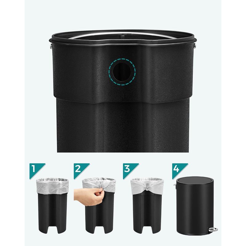 Casa si Gradina - Mobilier - Organizare si depozitare - Cosuri de gunoi - Cos de gunoi pentru baie, cu pedala si soft-close, 3 litri, negru - Infinity.ro