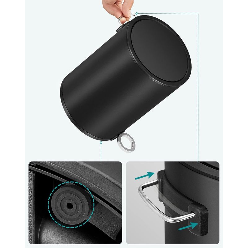 Casa si Gradina - Mobilier - Organizare si depozitare - Cosuri de gunoi - Cos de gunoi pentru baie, cu pedala si soft-close, 3 litri, negru - Infinity.ro