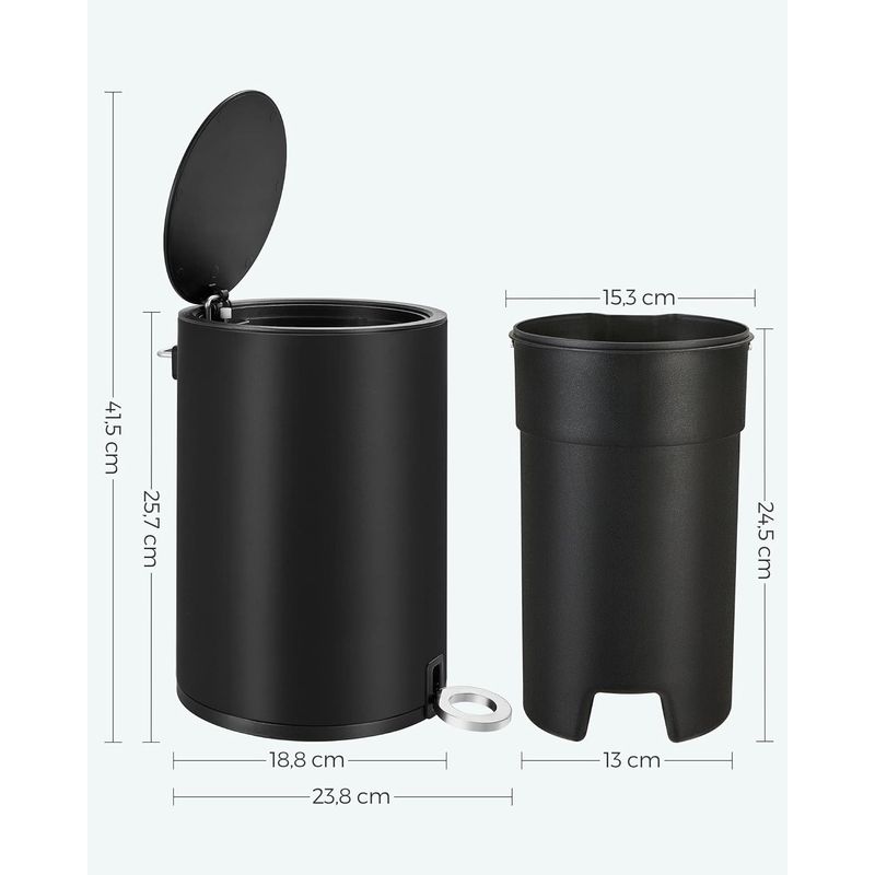 Casa si Gradina - Mobilier - Organizare si depozitare - Cosuri de gunoi - Cos de gunoi pentru baie, cu pedala si soft-close, 3 litri, negru - Infinity.ro