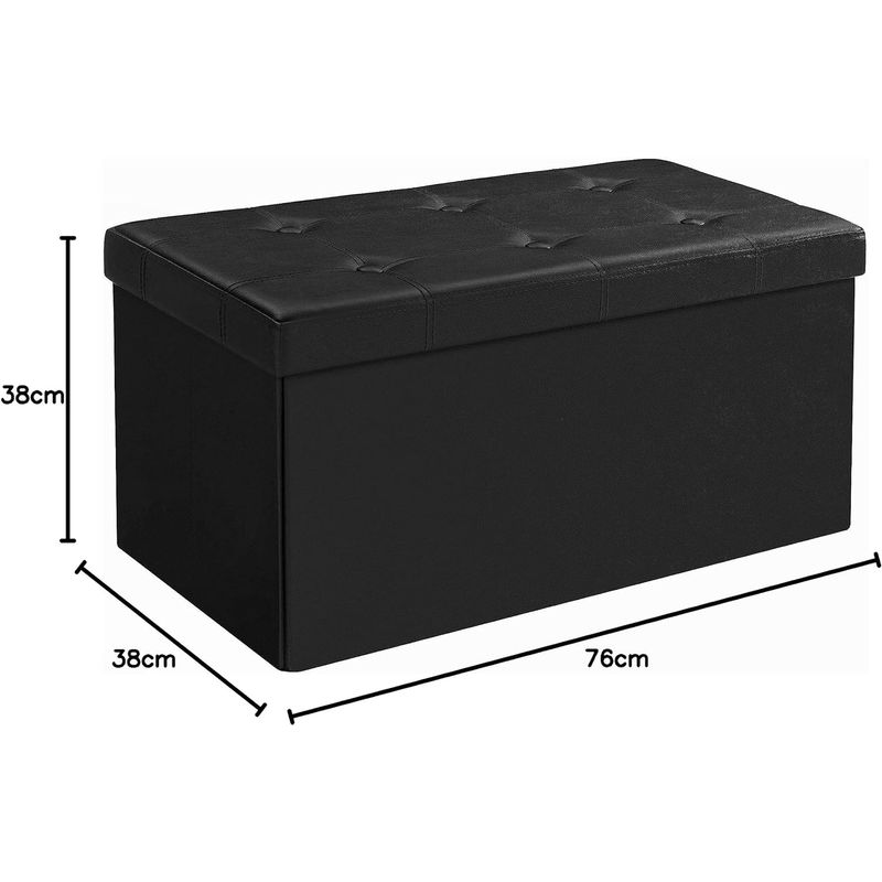 Casa si Gradina - Mobilier - Scaune si fotolii - Tabureti - Taburet pliabil cu sezut moale, spatiu de depozitare 80litri, maxim 300kg, 76x38x38cm, negru - Infinity.ro
