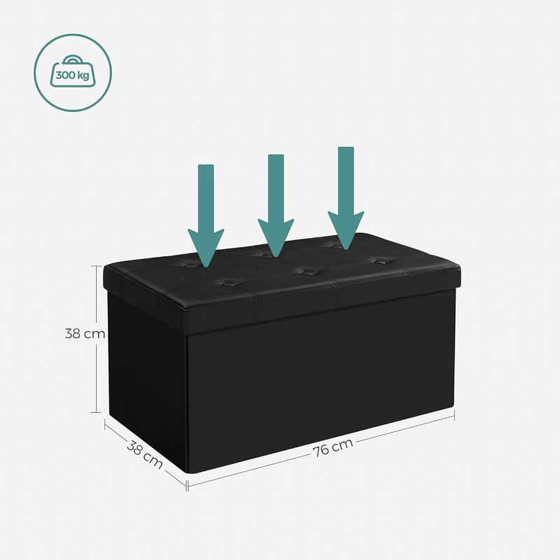 Casa si Gradina - Mobilier - Scaune si fotolii - Tabureti - Taburet pliabil cu sezut moale, spatiu de depozitare 80litri, maxim 300kg, 76x38x38cm, negru - Infinity.ro