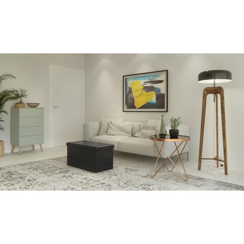 Casa si Gradina - Mobilier - Scaune si fotolii - Tabureti - Taburet pliabil cu sezut moale, spatiu de depozitare 80litri, maxim 300kg, 76x38x38cm, negru - Infinity.ro