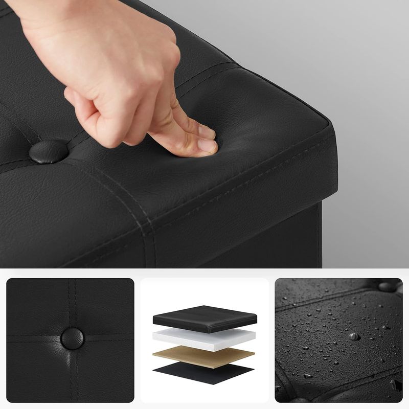 Casa si Gradina - Mobilier - Scaune si fotolii - Tabureti - Taburet pliabil cu sezut moale, spatiu de depozitare 80litri, maxim 300kg, 76x38x38cm, negru - Infinity.ro