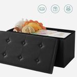 Casa si Gradina - Mobilier - Scaune si fotolii - Tabureti - Taburet pliabil cu sezut moale, spatiu de depozitare 80litri, maxim 300kg, 76x38x38cm, negru - Infinity.ro