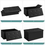 Casa si Gradina - Mobilier - Scaune si fotolii - Tabureti - Taburet pliabil cu sezut moale, spatiu de depozitare 80litri, maxim 300kg, 76x38x38cm, negru - Infinity.ro
