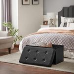 Casa si Gradina - Mobilier - Scaune si fotolii - Tabureti - Taburet pliabil cu sezut moale, spatiu de depozitare 80litri, maxim 300kg, 76x38x38cm, negru - Infinity.ro