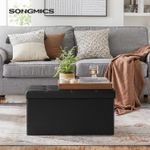 Casa si Gradina - Mobilier - Scaune si fotolii - Tabureti - Taburet pliabil cu sezut moale, spatiu de depozitare 80litri, maxim 300kg, 76x38x38cm, negru - Infinity.ro