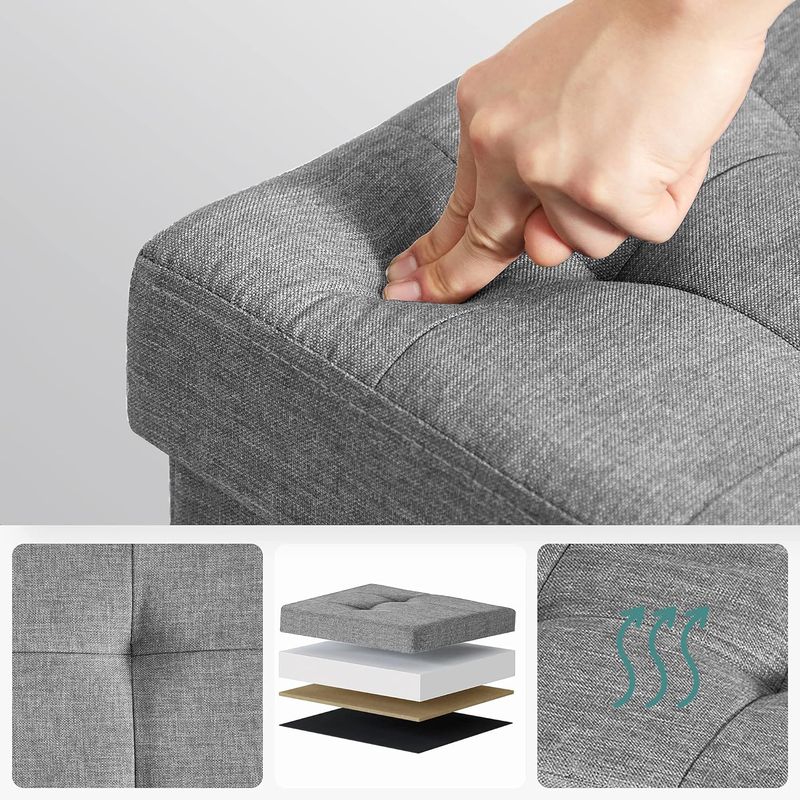 Casa si Gradina - Mobilier - Scaune si fotolii - Tabureti - Taburet pliabil cu sezut moale, spatiu de depozitare, maxim 300kg, 38x38x40cm, gri - Infinity.ro