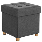 Casa si Gradina - Mobilier - Scaune si fotolii - Tabureti - Taburet pliabil cu sezut moale, spatiu de depozitare, maxim 300kg, 38x38x40cm, gri - Infinity.ro