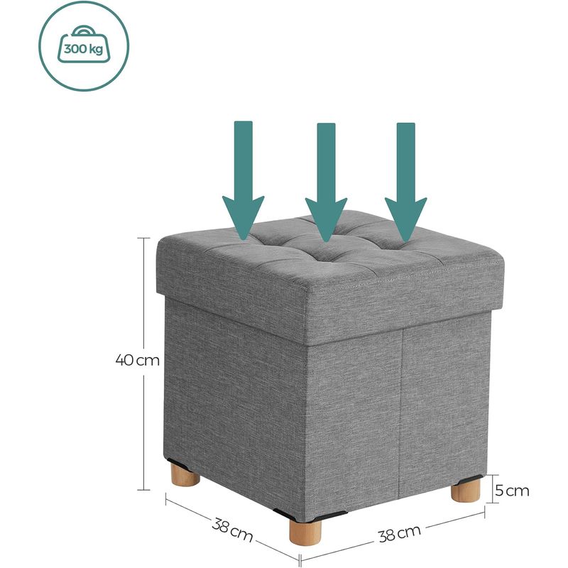 Casa si Gradina - Mobilier - Scaune si fotolii - Tabureti - Taburet pliabil cu sezut moale, spatiu de depozitare, maxim 300kg, 38x38x40cm, gri - Infinity.ro